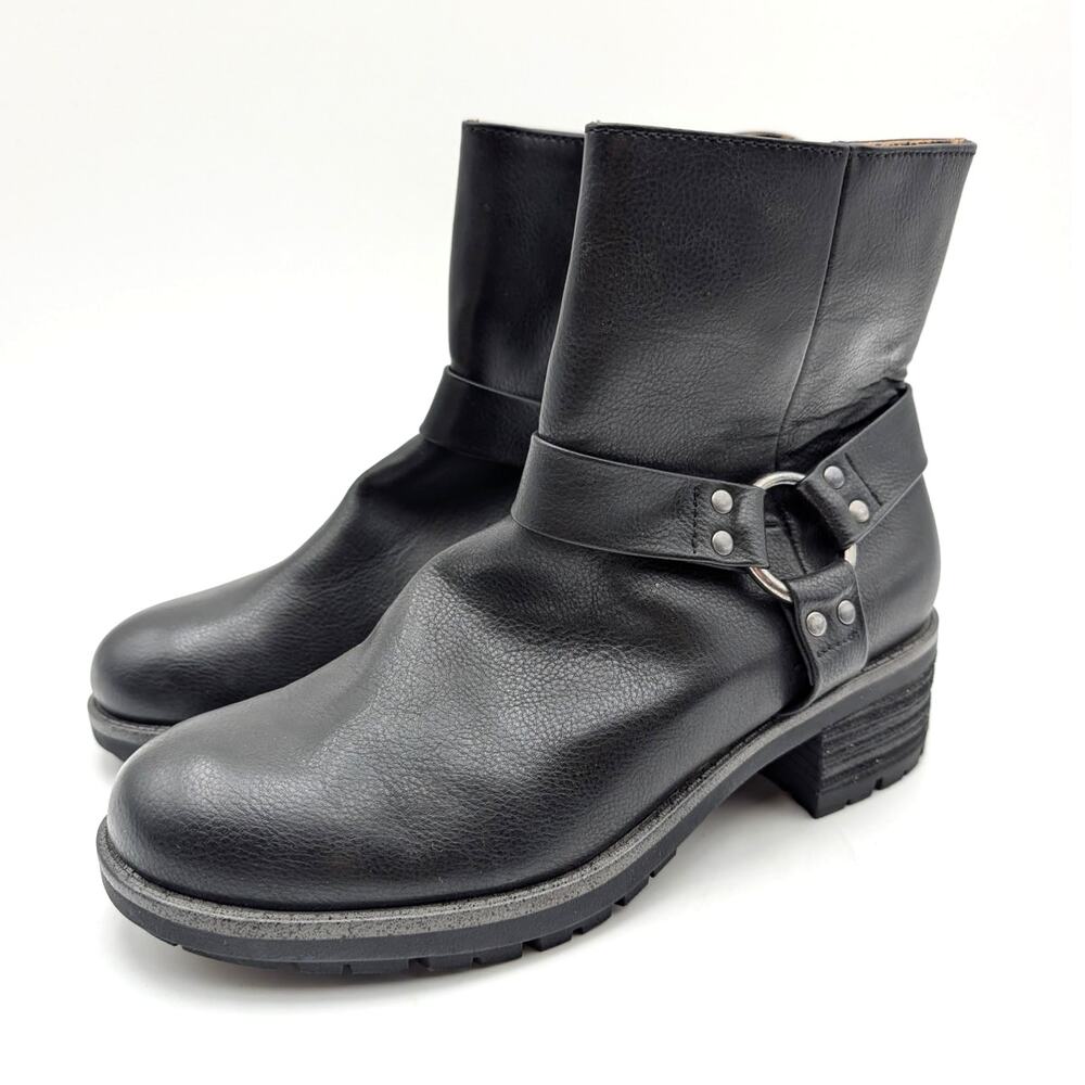 Born Shai Harness Ankle Bootie Side Zip Women's Black Size US8.5M EU39